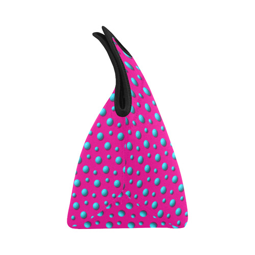 Terrific Turquoise Polka Dots on Fuchsia Pink Neoprene Lunch Bag/Small (Model 1669)