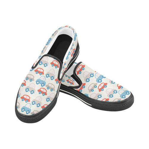 retro cars pattern Slip-on Canvas Shoes for Kid (Model 019)