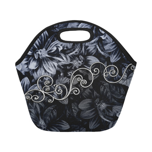 Flower power in blue Neoprene Lunch Bag/Small (Model 1669)