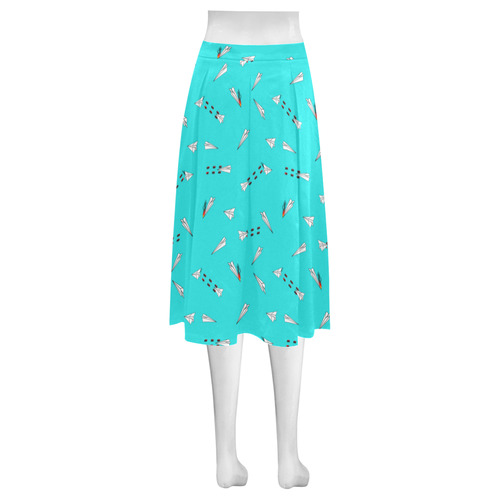 paper airplane dog fighters skirt Mnemosyne Women's Crepe Skirt (Model D16)