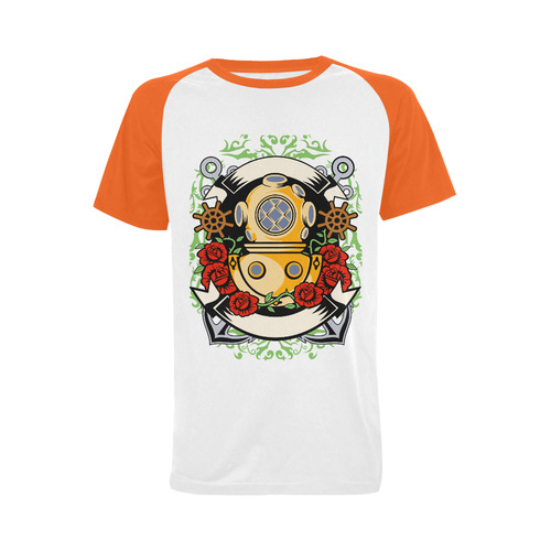 Diver Modern Orange Men's Raglan T-shirt Big Size (USA Size) (Model T11)