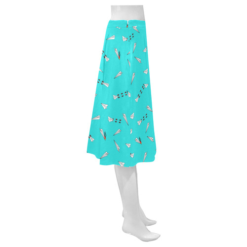 paper airplane dog fighters skirt Mnemosyne Women's Crepe Skirt (Model D16)