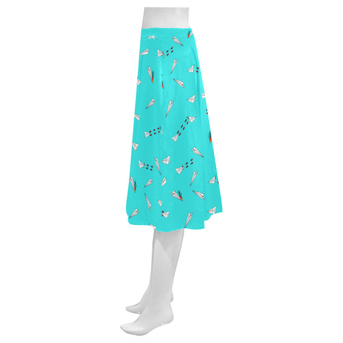 paper airplane dog fighters skirt Mnemosyne Women's Crepe Skirt (Model D16)