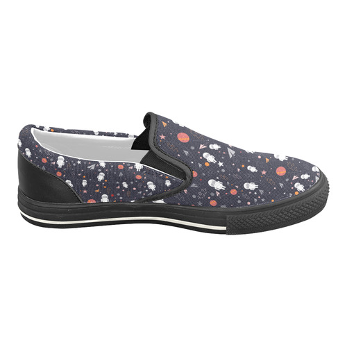 cartoon astronaut pattern Slip-on Canvas Shoes for Kid (Model 019)