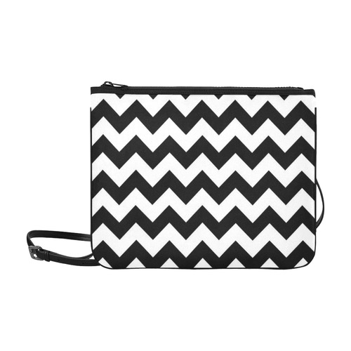 BEAN BAG Black and White Chevron Slim Clutch Bag (Model 1668)