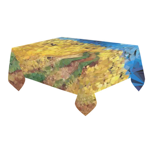 Van Gogh Wheatfield Crows Low Poly Cotton Linen Tablecloth 60" x 90"