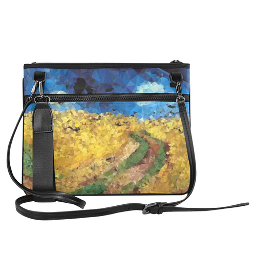 Van Gogh Wheatfield Crows Low Poly Slim Clutch Bag (Model 1668)