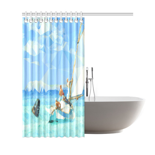 Hopper Ground Swell Low Poly Triangles Shower Curtain 69"x72"