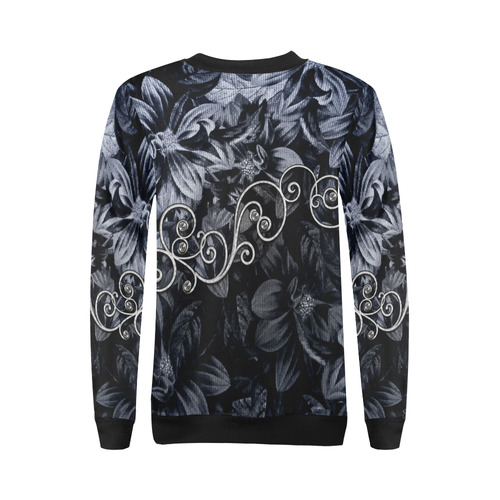 Flower power in blue All Over Print Crewneck Sweatshirt for Women (Model H18)