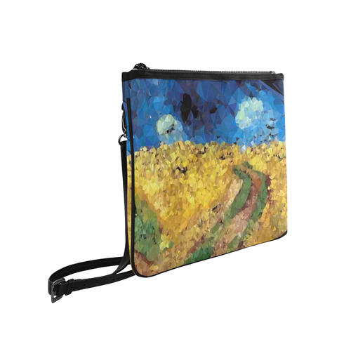 Van Gogh Wheatfield Crows Low Poly Slim Clutch Bag (Model 1668)