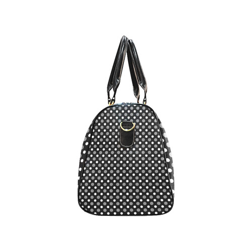 black gray whitepolka dots New Waterproof Travel Bag/Large (Model 1639)