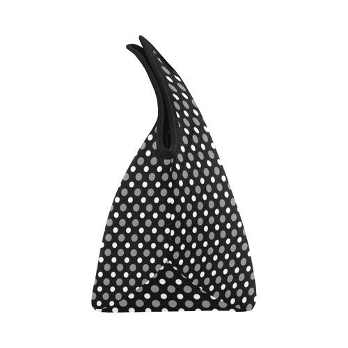 black gray white polka dots Neoprene Lunch Bag/Small (Model 1669)