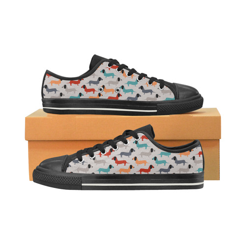 dog pattern Low Top Canvas Shoes for Kid (Model 018)