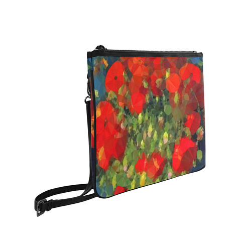 Van Gogh Red Poppies Floral Low Poly Slim Clutch Bag (Model 1668)