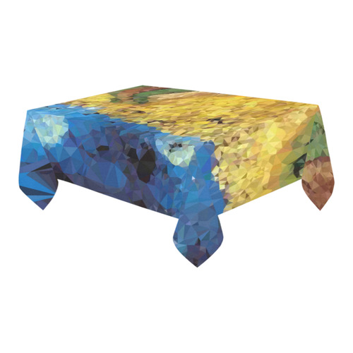 Van Gogh Wheatfield Crows Low Poly Cotton Linen Tablecloth 60" x 90"