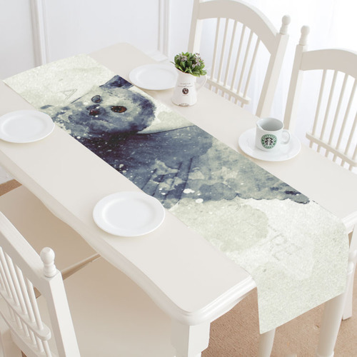 Wonderful owl, watercolor Table Runner 14x72 inch