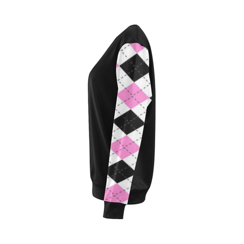 pink white black and gray argyle All Over Print Crewneck Sweatshirt for Women (Model H18)