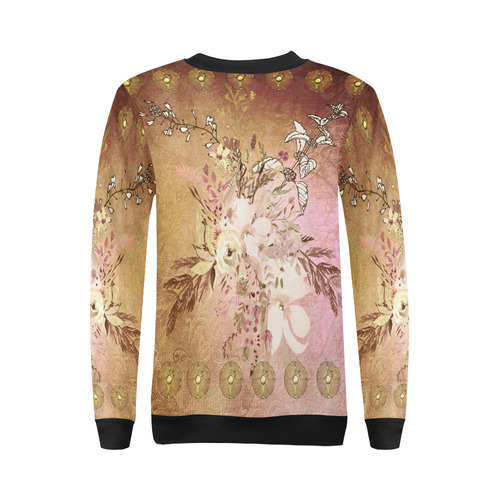 Wonderful floral design, vintage All Over Print Crewneck Sweatshirt for Women (Model H18)