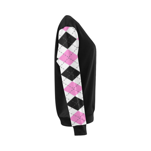 pink white black and gray argyle All Over Print Crewneck Sweatshirt for Women (Model H18)