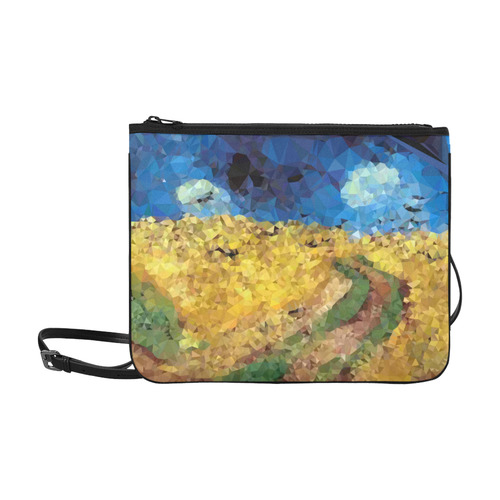 Van Gogh Wheatfield Crows Low Poly Slim Clutch Bag (Model 1668)