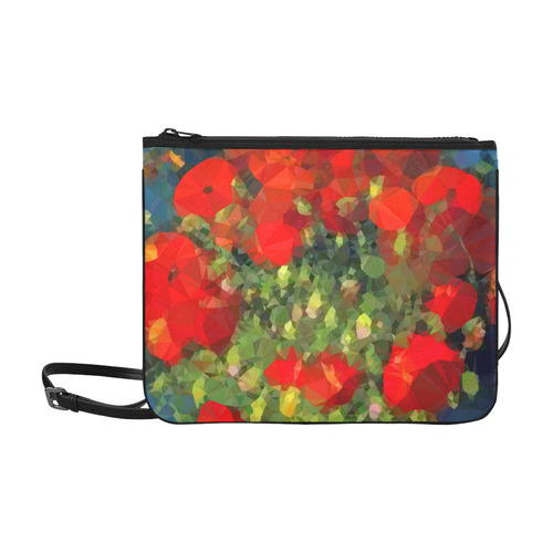 Van Gogh Red Poppies Floral Low Poly Slim Clutch Bag (Model 1668)