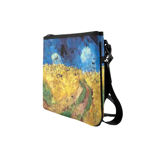 Van Gogh Wheatfield Crows Low Poly Slim Clutch Bag (Model 1668)
