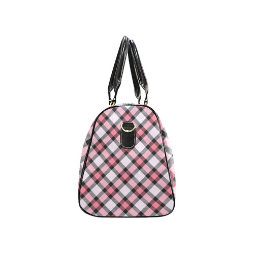 pink plaid New Waterproof Travel Bag/Large (Model 1639)