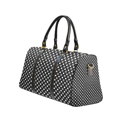 black gray whitepolka dots New Waterproof Travel Bag/Large (Model 1639)