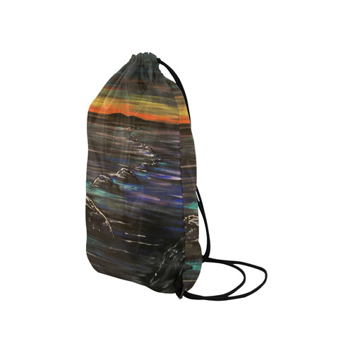 Night Walk Large Small Drawstring Bag Model 1604 (Twin Sides) 11"(W) * 17.7"(H)