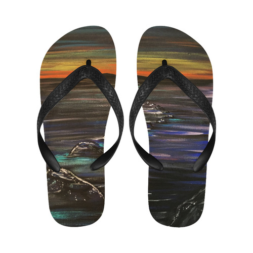 Night Walk Large Flip Flops for Men/Women (Model 040)