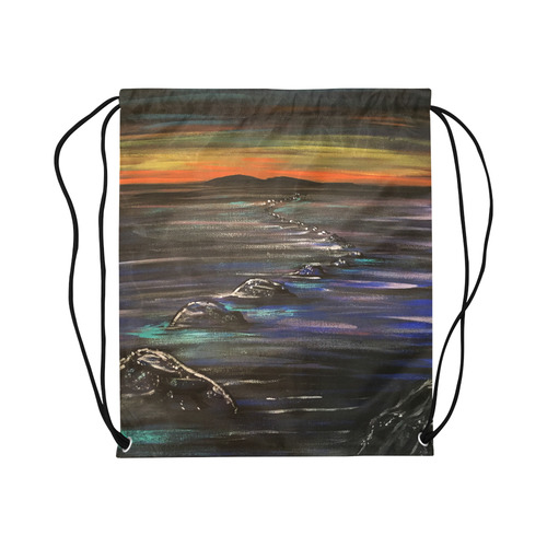 Night Walk Large Large Drawstring Bag Model 1604 (Twin Sides)  16.5"(W) * 19.3"(H)