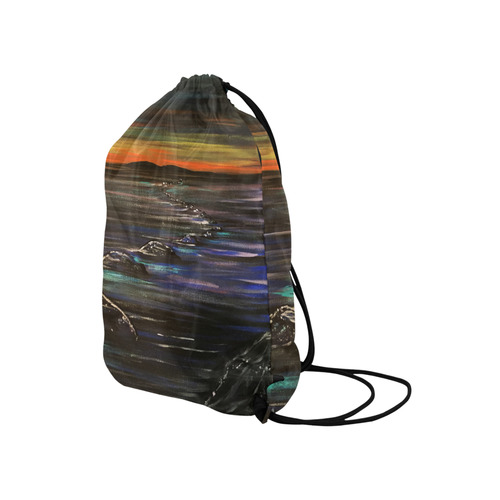 Night Walk Large Medium Drawstring Bag Model 1604 (Twin Sides) 13.8"(W) * 18.1"(H)