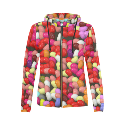 funny Jelly Mix by JamColors All Over Print Full Zip Hoodie for Women (Model H14)