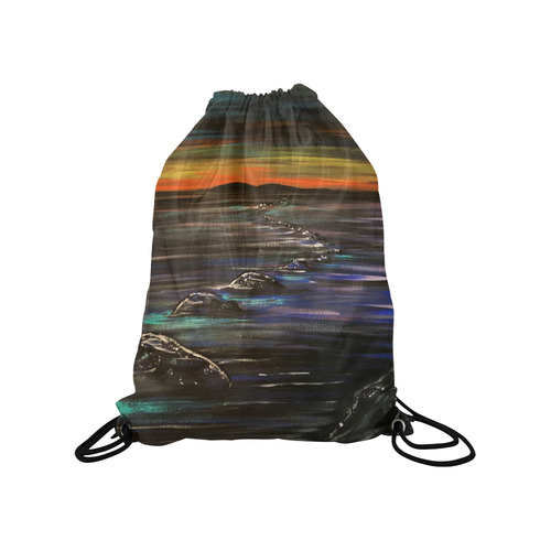 Night Walk Large Medium Drawstring Bag Model 1604 (Twin Sides) 13.8"(W) * 18.1"(H)