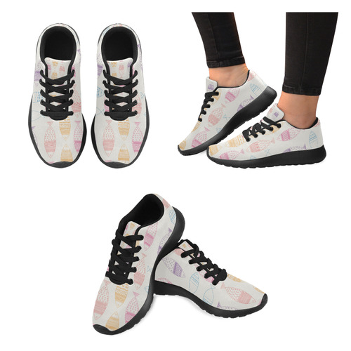 abstract tribal fish Women’s Running Shoes (Model 020)