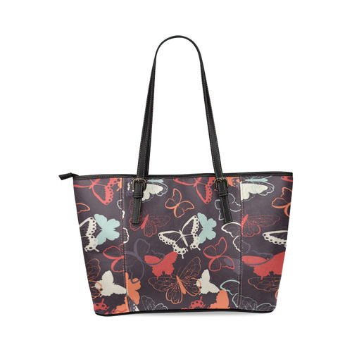 Butterflies Leather Tote Bag/Small (Model 1640)