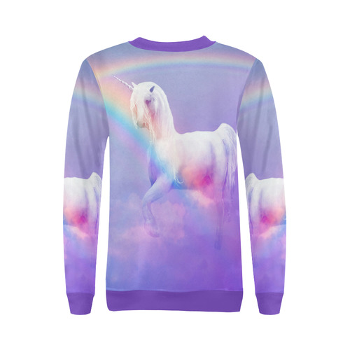 Unicorn and Rainbow All Over Print Crewneck Sweatshirt for Women (Model H18)