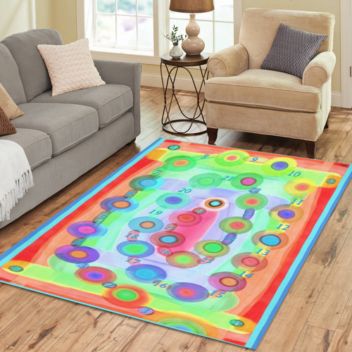 marelle with numbers 3 Area Rug7'x5'