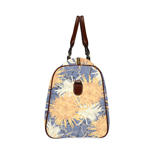 Orange Cobweb Flowers Pattern Waterproof Travel Bag/Large (Model 1639)