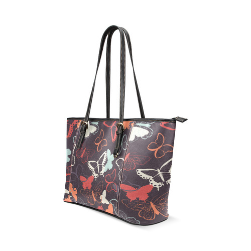 Butterflies Leather Tote Bag/Small (Model 1640)