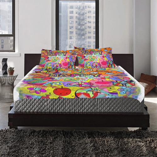 Happy Popart by Nico Bielow 3-Piece Bedding Set