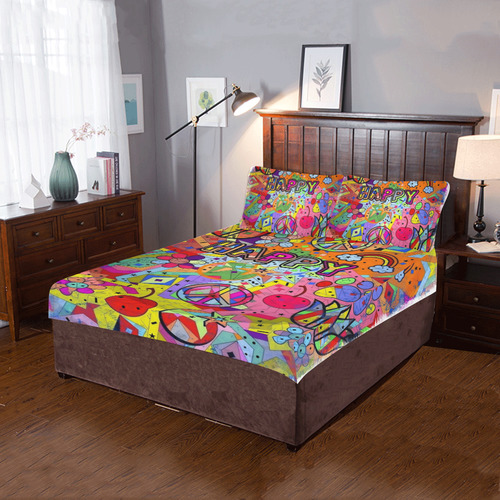 Happy Popart by Nico Bielow 3-Piece Bedding Set