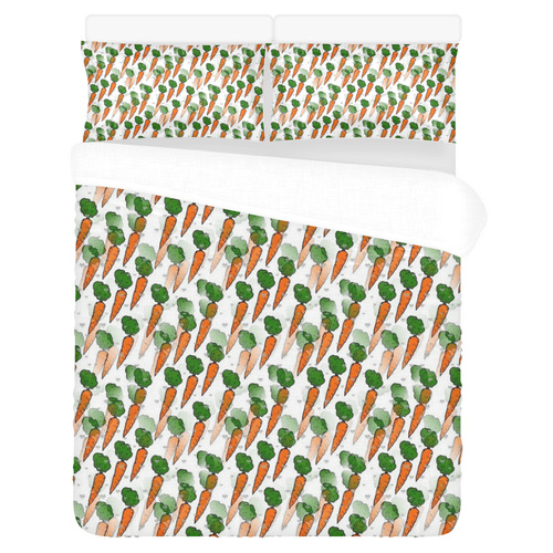 Carrot Popart by Nico Bielow 3-Piece Bedding Set