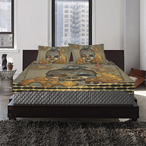 Awesome steampunk skull 3-Piece Bedding Set