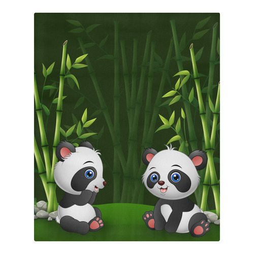 baby panda in the jungle bamboo 3-Piece Bedding Set