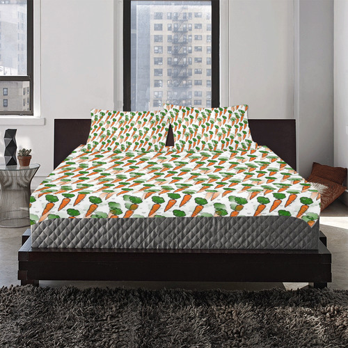 Carrot Popart by Nico Bielow 3-Piece Bedding Set