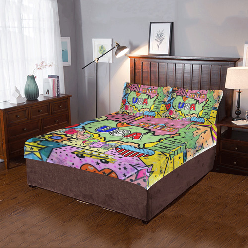 USA Popart by Nico Bielow 3-Piece Bedding Set