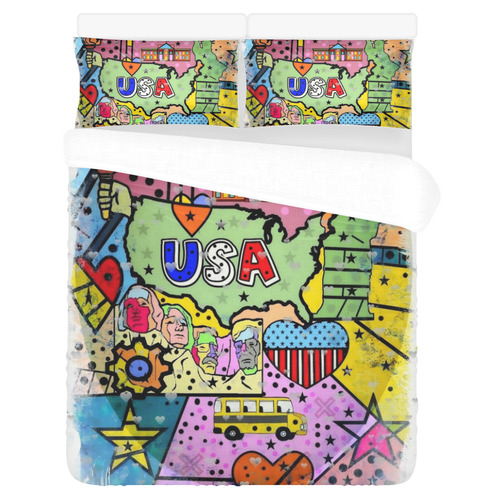 USA Popart by Nico Bielow 3-Piece Bedding Set