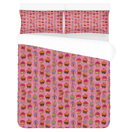 Cupcake Popart by Nico Bielow 3-Piece Bedding Set