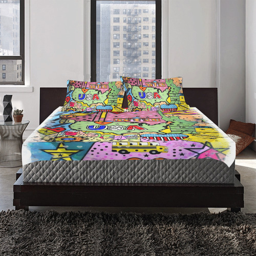 USA Popart by Nico Bielow 3-Piece Bedding Set